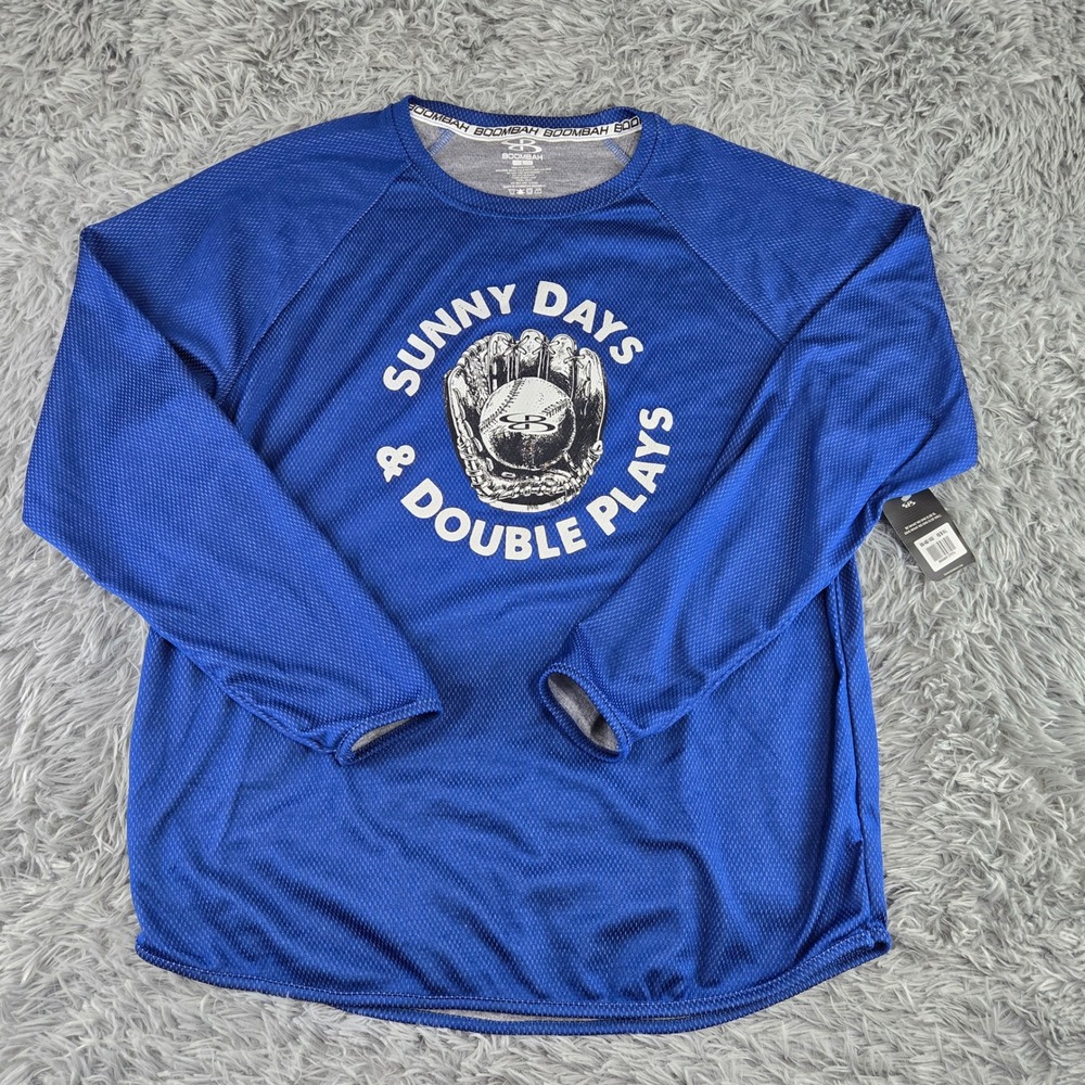 Boombah Mens Large Blue Sunny Days‎ Double Plays Long Sleeve Athletic Shirt NEW